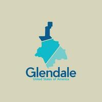 mapa do Glendale cidade geométrico moderno criativo logotipo vetor