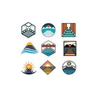 conjunto doca paisagismo oceano ícone coleção criativo logotipo vetor