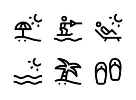 conjunto simples de ícones de linha de vetor relacionados ao surf