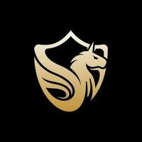 animal pegasus escudo luxo moderno criativo logotipo vetor