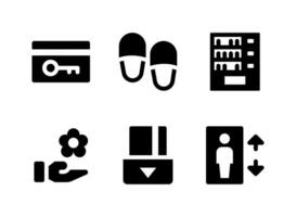 conjunto simples de ícones sólidos de vetor relacionados a serviços de hotel