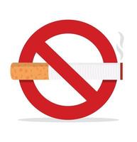 conceito de placa de proibição de fumar ponta de cigarro vetor