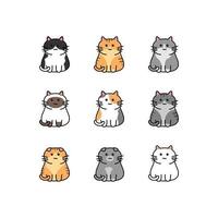 coleção de desenhos animados de gato fofo vetor