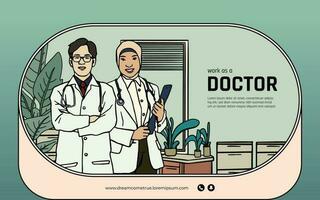 indonésio médico mão desenhado ilustração Projeto disposição para social meios de comunicação vetor