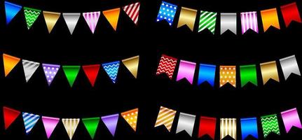 conjunto de bandeirolas coloridas de festa vetor