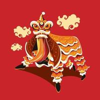 dança do leão chinês do ano novo vetor