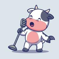 fofa vaca cantando desenho animado vetor ícone ilustração. animal música ícone conceito isolado.