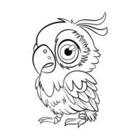 coloração mascote com papagaio personagem, desenho animado ilustração vetor