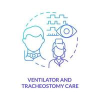 ventilador e traqueostomia Cuidado azul gradiente conceito ícone. assistência médica. privado dever enfermagem Cuidado abstrato idéia fino linha ilustração. isolado esboço desenhando vetor