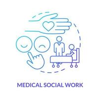 médico social trabalhos azul gradiente conceito ícone. especializado serviço fornecedor. casa saúde Cuidado serviço abstrato idéia fino linha ilustração. isolado esboço desenhando vetor