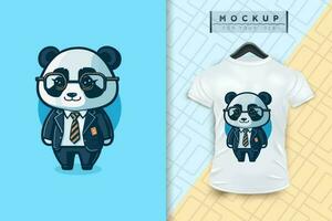 uma panda vestindo uma uniforme gostar a escritório trabalhador e uma homem de negocios dentro plano desenho animado personagem Projeto vetor
