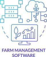 Fazenda gestão Programas azul gradiente conceito ícone. inovações. aumentando agricultura produtividade abstrato idéia fino linha ilustração. isolado esboço desenhando vetor