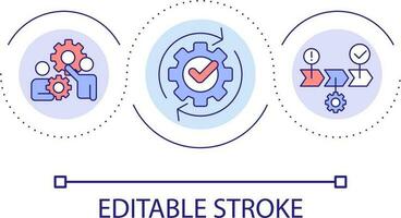 grandes prazo processo gestão ciclo conceito ícone. o negócio operações. crise recuperação. trabalho em equipe abstrato idéia fino linha ilustração. isolado esboço desenho. editável acidente vascular encefálico vetor