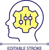 ajustável mentalidade rgb cor ícone. flexibilidade e adaptabilidade habilidade. cognitivo processo. isolado vetor ilustração. simples preenchidas linha desenho. editável acidente vascular encefálico