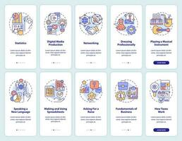 importante Habilidades para vida onboarding Móvel aplicativo tela definir. competência passo a passo 5 passos editável gráfico instruções com linear conceitos. interface do usuário, ux, gui modelo vetor