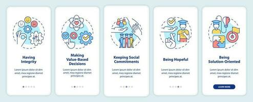 Habilidades para alunos onboarding Móvel aplicativo tela. eficiência Educação passo a passo 5 passos editável gráfico instruções com linear conceitos. interface do usuário, ux, gui modelo vetor