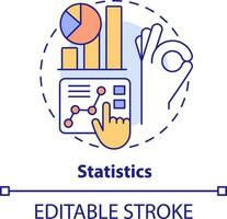 Estatisticas conceito ícone. interessante habilidade para aprender abstrato idéia fino linha ilustração. analisando dados. probabilidade. isolado esboço desenho. editável acidente vascular encefálico vetor