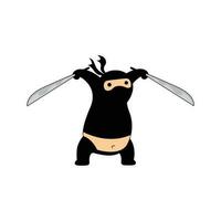 gordo ninja trazer espada desenho animado. vetor ícone ilustração, isolado em branco fundo
