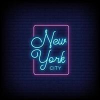 Vetor de texto de estilo de sinais de néon de Nova York