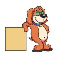 fofa cachorro ficar de pé em caixa desenho animado. animal vetor ícone ilustração, isolado em branco fundo