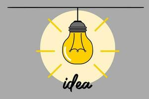 idéia conceito. luz lâmpada com texto ideia. vetor ilustração. simples lâmpada placa para marketing gestão inovação projeto vetor.