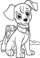 cachorro coloração página, cachorro personagem para coloração livro vetor