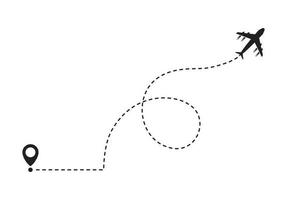 avião linha caminho vetor ícone do ar avião voar rota com começar ponto e traço linha vestígio