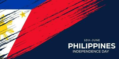 vetor Filipinas independência dia bandeira com escova acidente vascular encefálico Filipinas bandeira