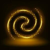 dourado espiral partícula trilha fundo, vetor ilustração