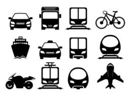 veículo e transporte ícone definir, vetor ilustração