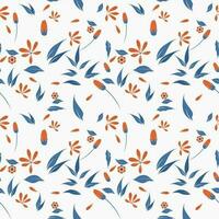 vetor fundo desatado padronizar do índigo azul folhas e laranja flores em branco plano de fundo.ideia para uma livro cobrir design.gift invólucro papel ou papel para produtos desenho.vetor ilustração.