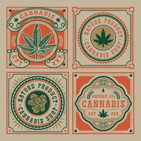 conjunto de emblema vetorial de folha de cannabis vetor