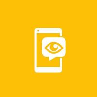ícone de monitoramento com olho na tela do smartphone vetor
