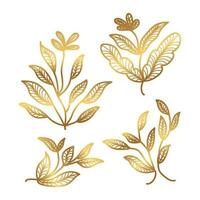 dourado floral vetor ilustração com linha estilo. luxo mão desenhado flores