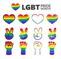 símbolo lgbtq dos corações do arco-íris para comemorar o dia da independência, isolado no fundo branco vetor