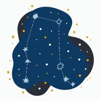 Gêmeos do signo do zodíaco da constelação fofa rabiscam estrelas e pontos desenhados à mão no espaço abstrato vetor