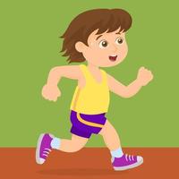 menino correndo maratona de vencedor de corrida vetor