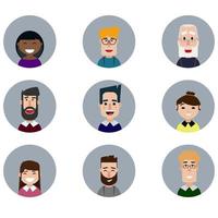 avatares com ilustração vetorial de vários rostos humanos vetor