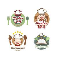etiquetas de chapéu de chef de modelo de logotipo de restaurante vetor