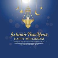 cartão de felicitações de feliz ano novo islâmico muharram com lanterna dourada vetor
