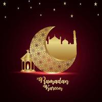 Ramadan Kareem Celebration cartão islâmico festival com lua e lanterna padrão vetor