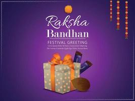 Cartão de convite do festival indiano feliz raksha bandhan com presentes de vetor