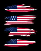 uma conjunto do quatro americano bandeiras com uma escova acidente vascular encefálico em uma Preto fundo vetor