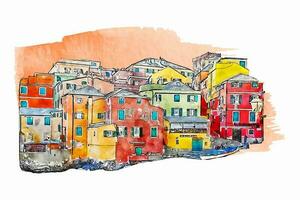 arquitetura Itália aguarela mão desenhado ilustração isolado em branco fundo vetor