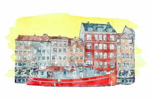 arquitetura Dinamarca aguarela mão desenhado ilustração isolado em branco fundo vetor