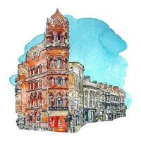 arquitetura Birmingham Inglaterra aguarela mão desenhado ilustração isolado em branco fundo vetor