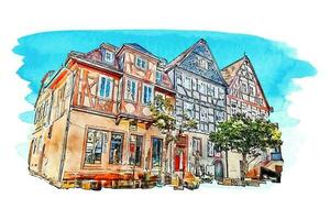 Aschaffenburg Alemanha aguarela mão desenhado ilustração isolado em branco fundo vetor