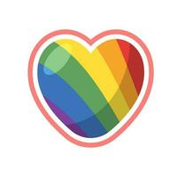 lgbt orgulho coração. arco Iris bandeira amor símbolo. diversidade e liberdade. plano estilo vetor ícone com sombras e faíscas.