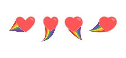 coração ícone com arco Iris bandeira cometa. amor diversidade, orgulho mês símbolo. vetor