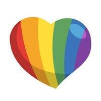 lgbt orgulho coração. arco Iris bandeira amor símbolo. diversidade e liberdade. plano estilo vetor ícone com sombras e faíscas.